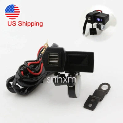 Blue LED Voltmeter With USB Charger Fit For Kawasaki Vulcan 1500 VN1500 Nomad - Image 1 of 4