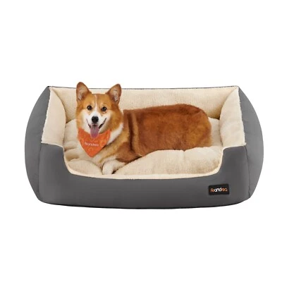 FEANDREA Hundebett Hundekorb mit Wendekissen, 85 x 65 x 21 cm, grau WGP004G01