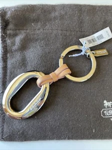 Coach Silver & Leather Key Ring - Picture 1 of 4