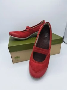 Hotter Tranquil Slip On Shoes Canvas & Leather Mary Jane Uk Size 5.5 STD Red - Picture 1 of 11