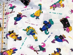 Vtg Anthropomorphic Dinosaur Career Fabric Lot 3.75 Policeman Fireman Artist - Picture 1 of 5