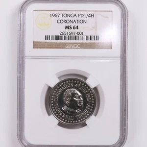 1967 Tonga PD1/4H Coronation Palladium Coin NGC Certified MS64 - Picture 1 of 4