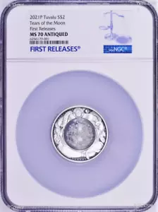 2021 Tears of the Moon 2oz Silver Antiqued $2 Coin NGC MS 70 FR - Picture 1 of 8