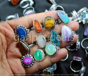 1000pcs Lot Tiger Eye & Mix Gemstone Rings Lots 925 Silver Plated Jewelry - Picture 1 of 7