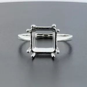 PRE-NOTCHED 10MM ANTIQUE CUSHION SOLITAIRE RING STERLING SILVER CR329SS - Picture 1 of 5