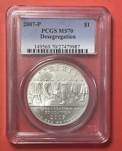 2007 P Little Rock Desegregation Commemorative Silver Dollar, PCGS graded MS70 - Picture 1 of 2