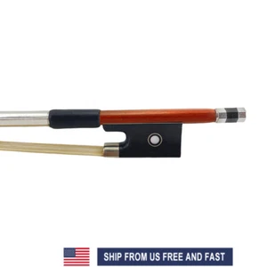 Violin Bow 3/4 Size Brazilwood Natural Horse Bow Hair Ebony Frog Peral Inlay - Picture 1 of 7