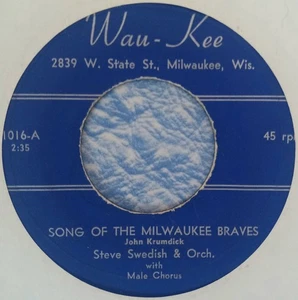 EX Song of THE MILWAUKEE BRAVES MLB baseball Brewers 45 Steve Swedish WISCONSIN - Picture 1 of 3
