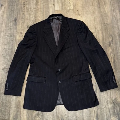 VTG Stafford Men's Blazer 100%Wool Bluish Black Striped Sport Coat Jacket 42R - Image 1 of 4