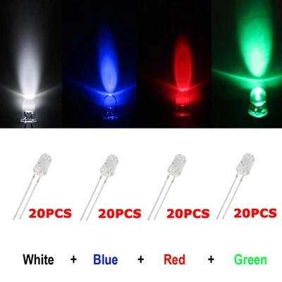 80x White Blue Red Green 5mm mini Led Bulb Instrument Cluster Gauge Panel Light - Image 1 of 4