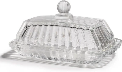 Butter Dish with Lid for Countertop Vintage Glass Clear Crystal Butter Holder - Image 1 of 4
