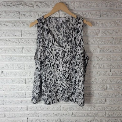 Nine West Womens Top XXL Sleeveless Black Watercolor Polyester Lightweight Lined - Image 1 of 4