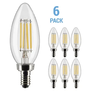 6 Pack Satco S21265 LED Chandelier Filament 4W 40W B11 E12 3000K soft White Bulb - Picture 1 of 3