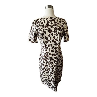 Vestido BLUEMARINE Estampado Animal Funda Marrón Manga Corta Italia Diseñador IT46 US10 Foto 1 de 4