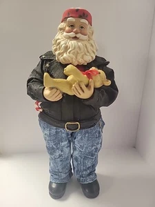 1997 Possible Dreams Clothtique 10” Motorcycle Biker Santa with Teddy Bear - Picture 1 of 6
