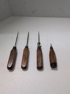Lot of 4 Vintage Antique Metal Ice Picks With Wood Handles clean - Picture 1 of 10