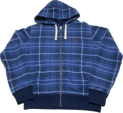 De Colección Polo Ralph Lauren Sudadera con Capucha Para Hombre Mediana Azul Forrada a Cuadros Cremallera Completa Foto 1 de 4