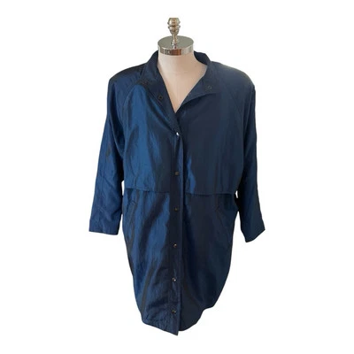 Gabardina de lluvia vintage Nordstrom Town Square azul marino para mujer talla grande Foto 1 de 4
