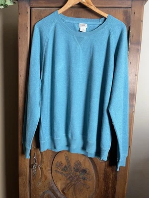 L.L. Bean Men's Size XL  Bluish-green  Cotton/Cashmere Blend Crewneck Sweater - Image 1 of 4
