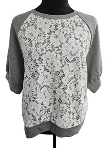 Charter Club kurzärmliges kurzärmliges Sweatshirt Spitze vorne grau PL Petite Large - Bild 1 von 7