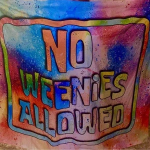 Colorful hippie  'No Weenies Allowed' Tapestry - SpongeBob Salty Spitoon LARGE - Picture 1 of 2
