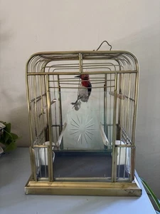 Vintage Art Deco Hanging Hendryx? Bird Cage MCM Original Glass Porcelain Feeders - Picture 1 of 11