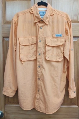 Bimini Bay Outfitters S 码 P/P 钓鱼野营橙色长袖衬衫男式 — 第 1/4 张图片