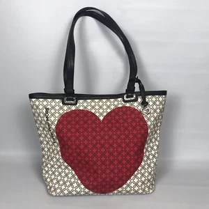 BRIGHTON Shopper Tote Bag LOVE YOU MORE Purse w/ Red Heart - Vinyl/Leather - Picture 1 of 15
