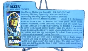 Blocker File Card 1987   Gi Joe Vintage DC - Picture 1 of 2