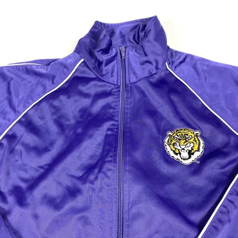 Vintage LSU Tigers Team Starter Jacket Coat Full Zip Large L Purple Cover