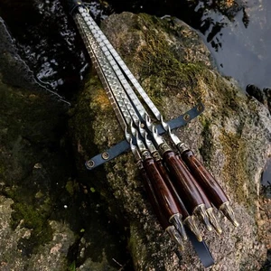 Set of handmade "Classic" skewers in a leather quiver | Set of forged barbecu - Picture 1 of 6