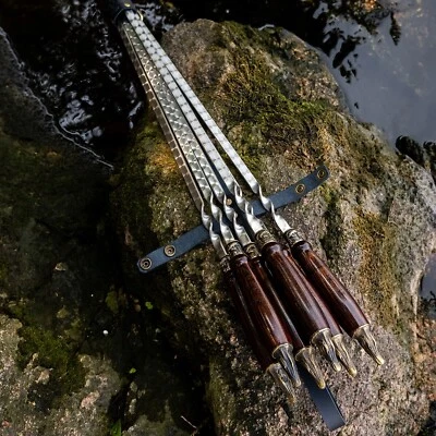 Set of handmade "Classic" skewers in a leather quiver | Set of forged barbecu - Image 1 of 4