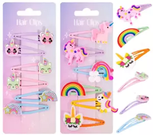 Pack of 12 Unicorn Rainbow Small Hair Clips Bendies Kids Girls Hair Accessories - Picture 1 of 4