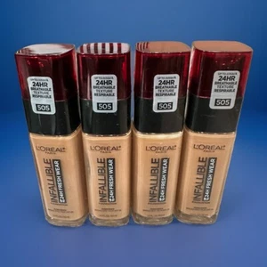 LOREAL Infallible 24hr Fresh Wear Foundation 505 Toffee 1oz Ea ~ 4 Pcs - Picture 1 of 1