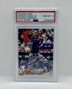 2018 Topps Update Ronald Acuna Jr Rookie Auto RC #US250 PSA AUTH 10 Autograph