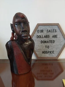 Vintage Maasai Africian Tribal Man Carving Solid Ebony (?) Wood 12.5" Kenyan - Picture 1 of 10