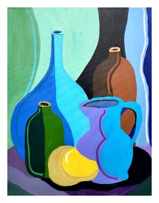 CORBELLIC ORIGINAL PAINTING 16X20 WINE BOTTLES COLORFUL FINE ART LARGE CANVAS - Image 1 of 4