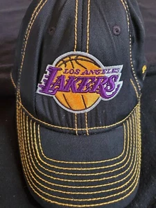 LAKERS Adidas Men's Hat / Cap Size S/M Stretch Fit Black/White Great Condition - Picture 1 of 4