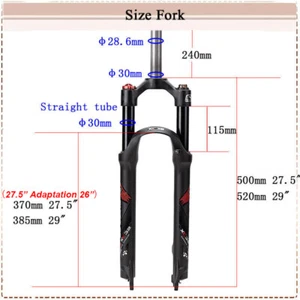 BUCKLOS 26/27.5/29" MTB Bike 1-1/8 Suspension Fork 100mm Travel QR Front 1 1/8" - Picture 1 of 11