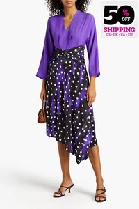 RRP €440 DIANE VON FURSTENBERG Doris Asymmetric Dress Size XS Twisted Spotted - Picture 1 of 6