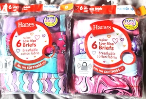 Hanes Girls Size 8 Breathable Cotton Low Rise Briefs 6-Pack Lot of 2 = 12 Pair - Picture 1 of 5
