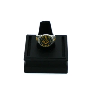 BRAND NEW-MASONIC STAINLESS STEEL RING Size 13-Black & Gold Color - Picture 1 of 4