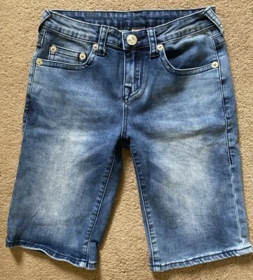 True Religion Cut Off Short Khaki Blue Youth Size 12 - Image 1 of 4