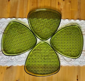 Juego de cuatro platos vintage de margaritas y botones con ancla verde aguacate - Imagen 1 de 4
