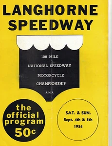 1954 100 Mile A.M.A. Motorcycle Race Program, Langhorne Speedway - Picture 1 of 1