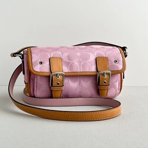Vintage Coach Mini Signature Shoulder Bag 6844 Pink Leather Canvas - Picture 1 of 24