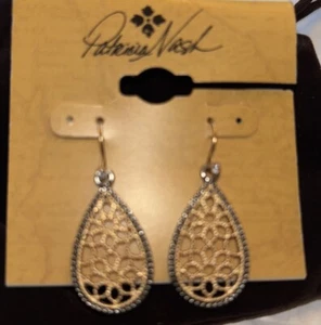 Pendientes PATRICIA NASH Oro Mate y Plata Antiguos Lágrima Nuevos con Etiquetas - Imagen 1 de 2