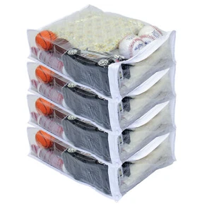 4-Pack Heavy Duty Vinyl Zippered Closet Storage Bags (Clear) (11" x 15" x 4") - Picture 1 of 6