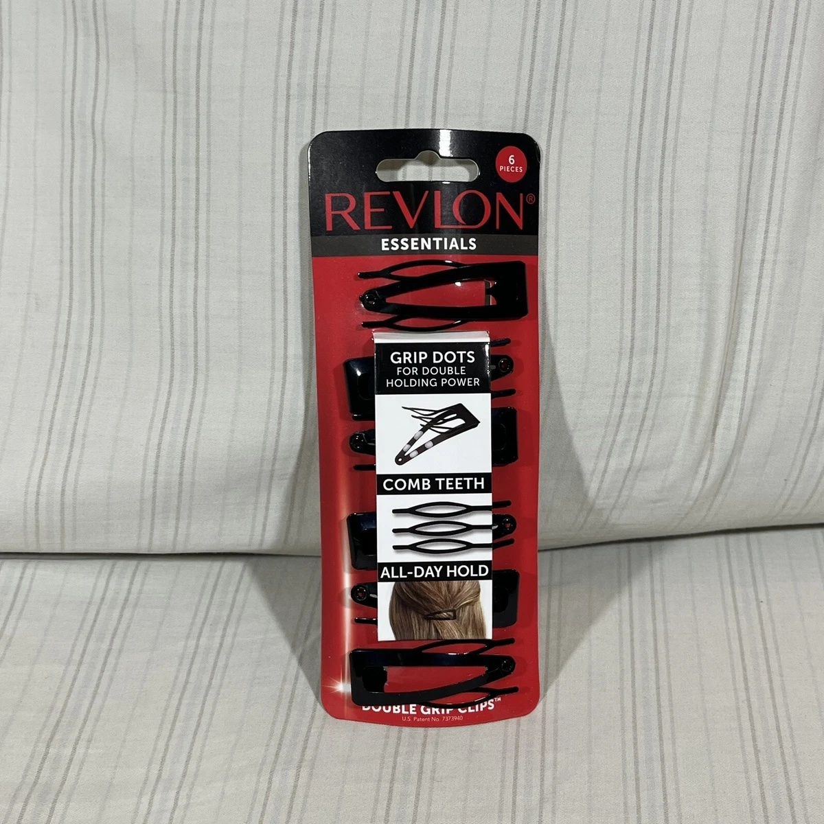 Revlon Haarklammern Rubberized Double Grip – 6 Stück, Schwarz – Rutschfester Halt Für Alle Haartypen