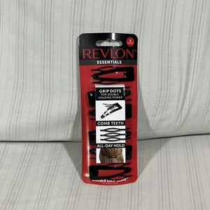 REVLON Double Grip Clips 6 Pieces BLACK RV5295 Comb Teeth Grip Dots Holding B1 - Picture 1 of 7